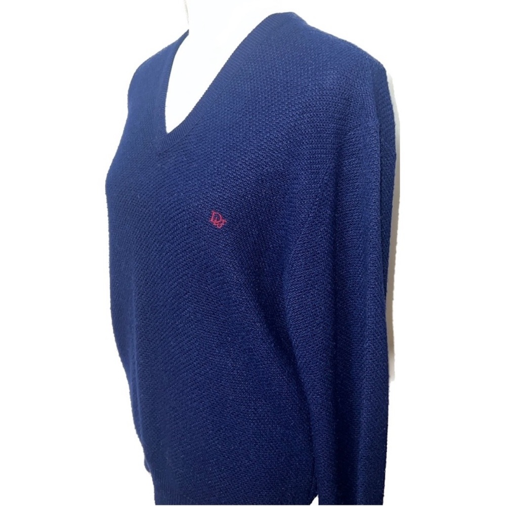 Christian Dior Vintage 1980’s Men’s Navy Blue Knit Sweater, size large